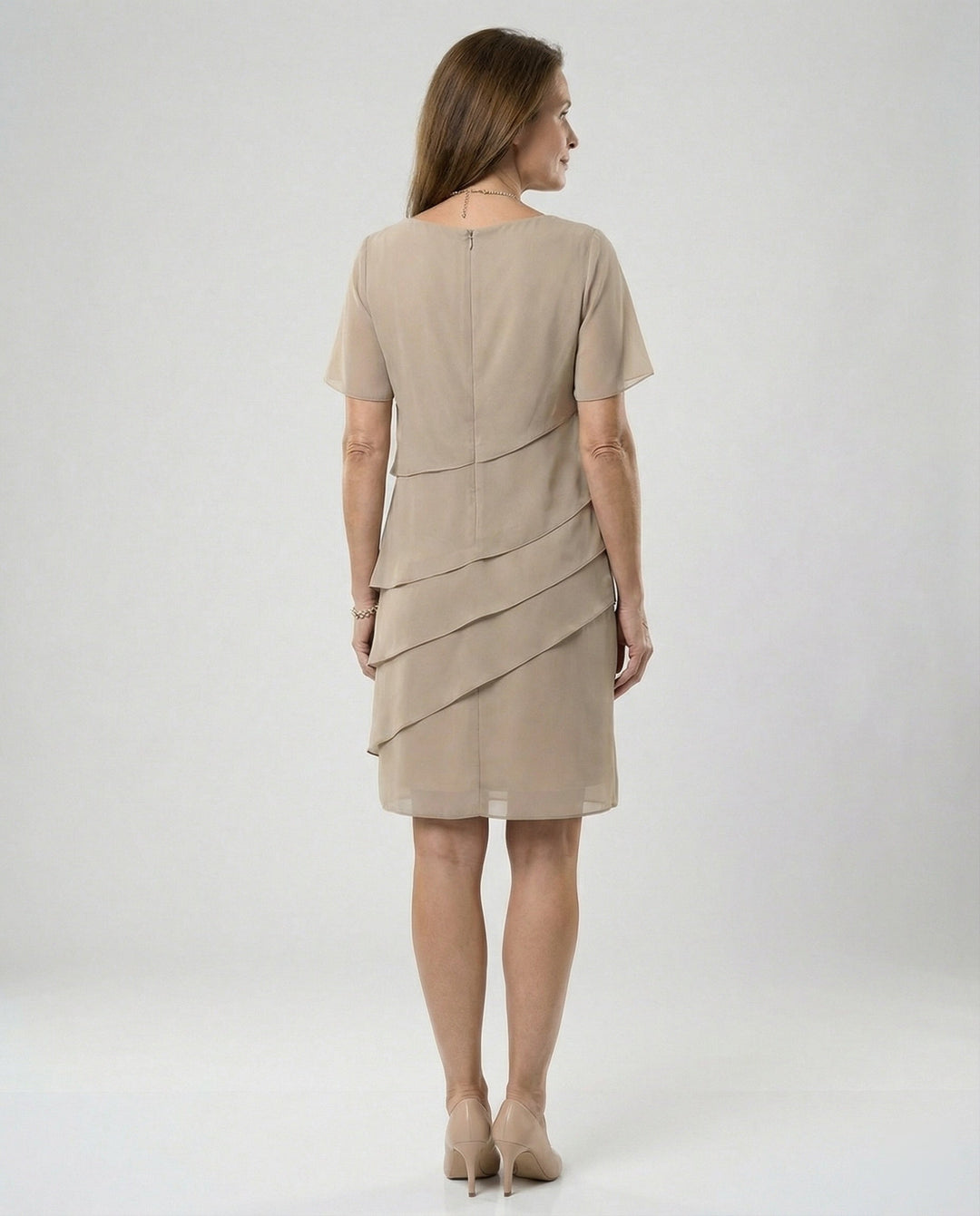 Rosaline layered chiffon short sleeve dress – image 4