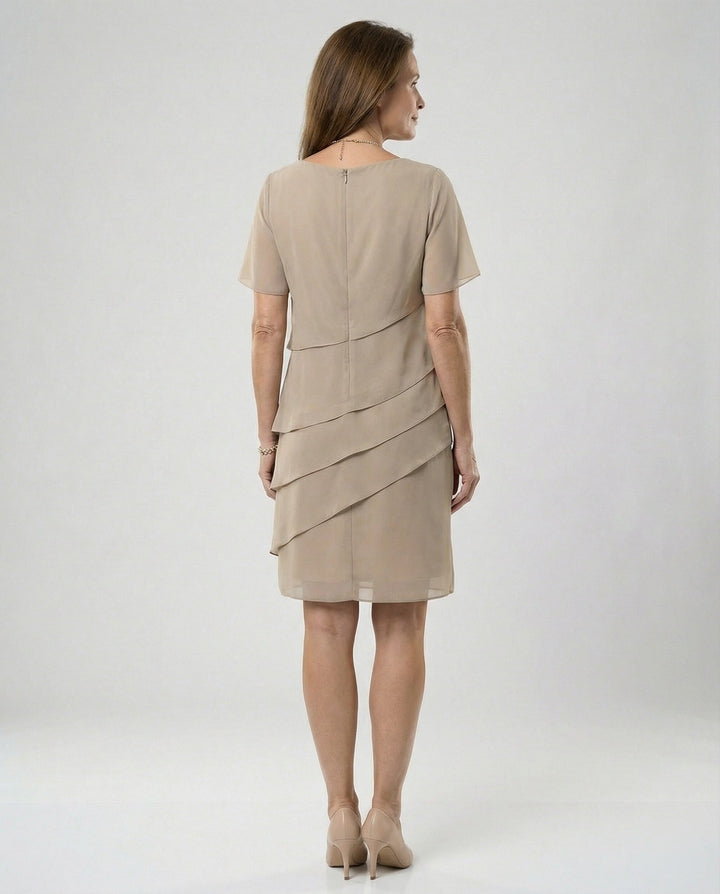 Rosaline layered chiffon short sleeve dress – image 4