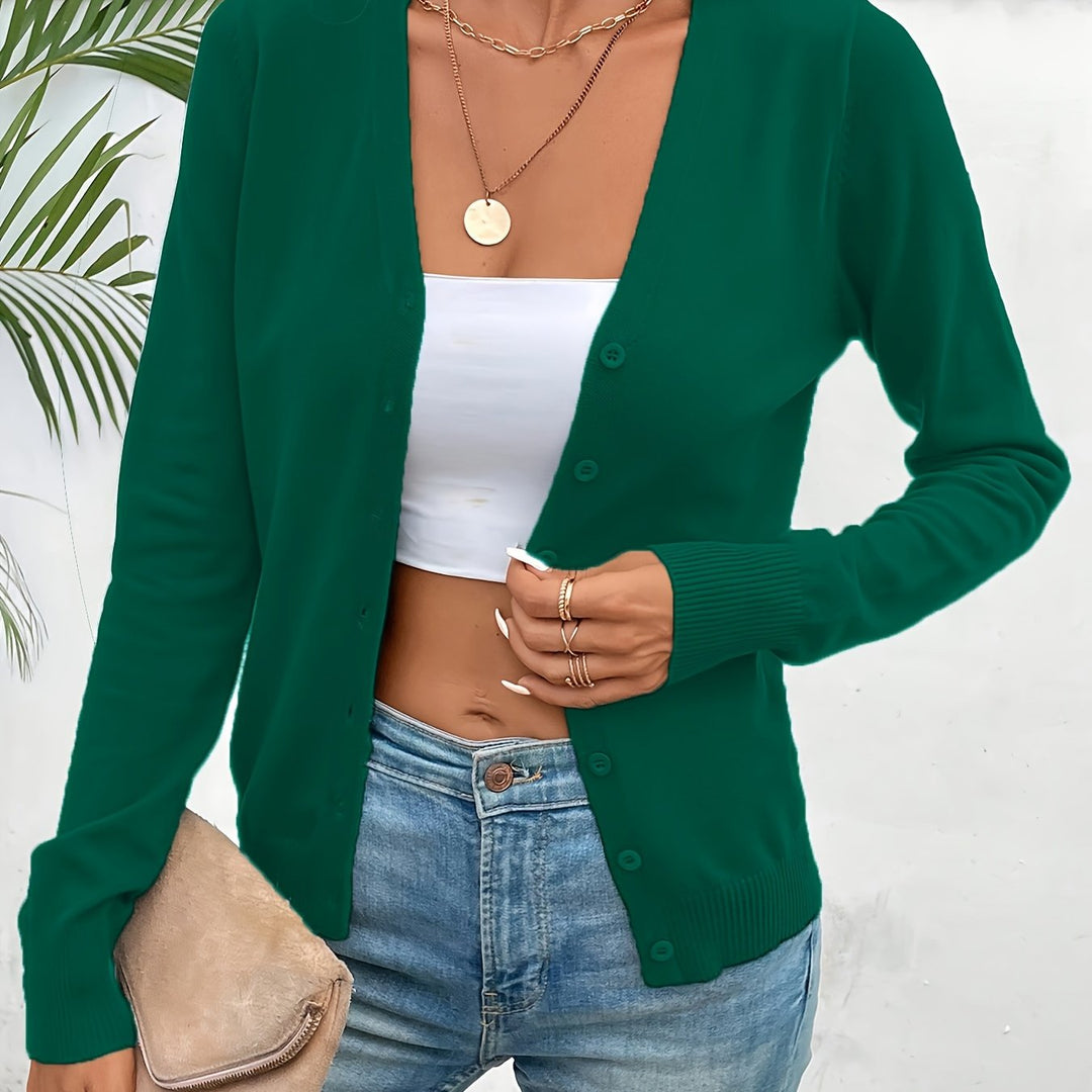 Vanora ribbed V neck button cardigan – image 10