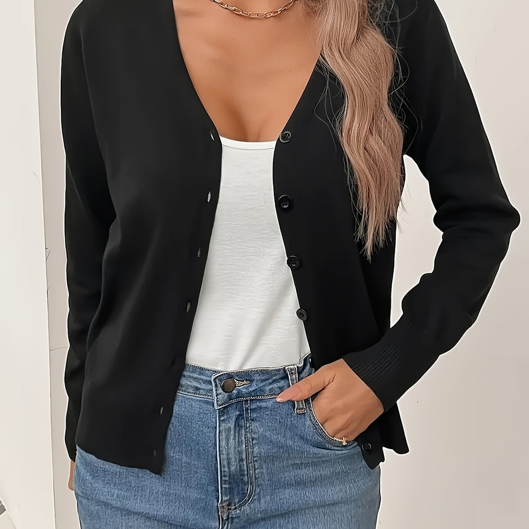 Vanora ribbed V neck button cardigan – image 3