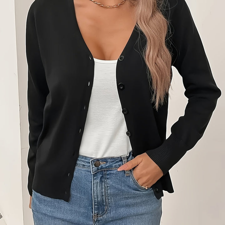 Vanora ribbed V neck button cardigan – image 3