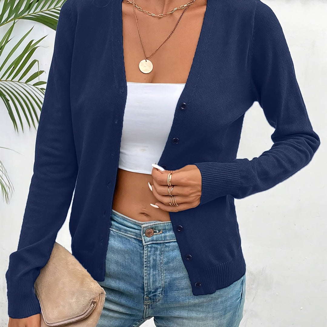 Vanora ribbed V neck button cardigan – image 7