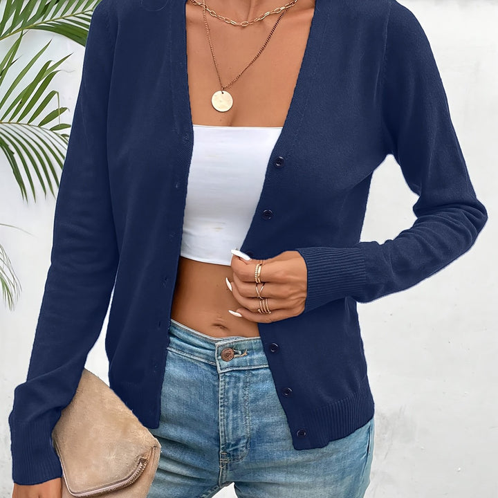 Vanora ribbed V neck button cardigan – image 7