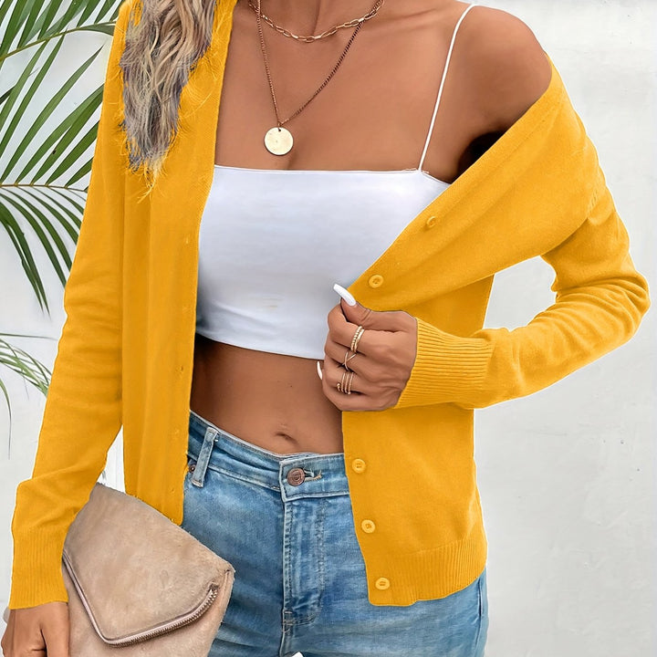 Vanora ribbed V neck button cardigan – image 8