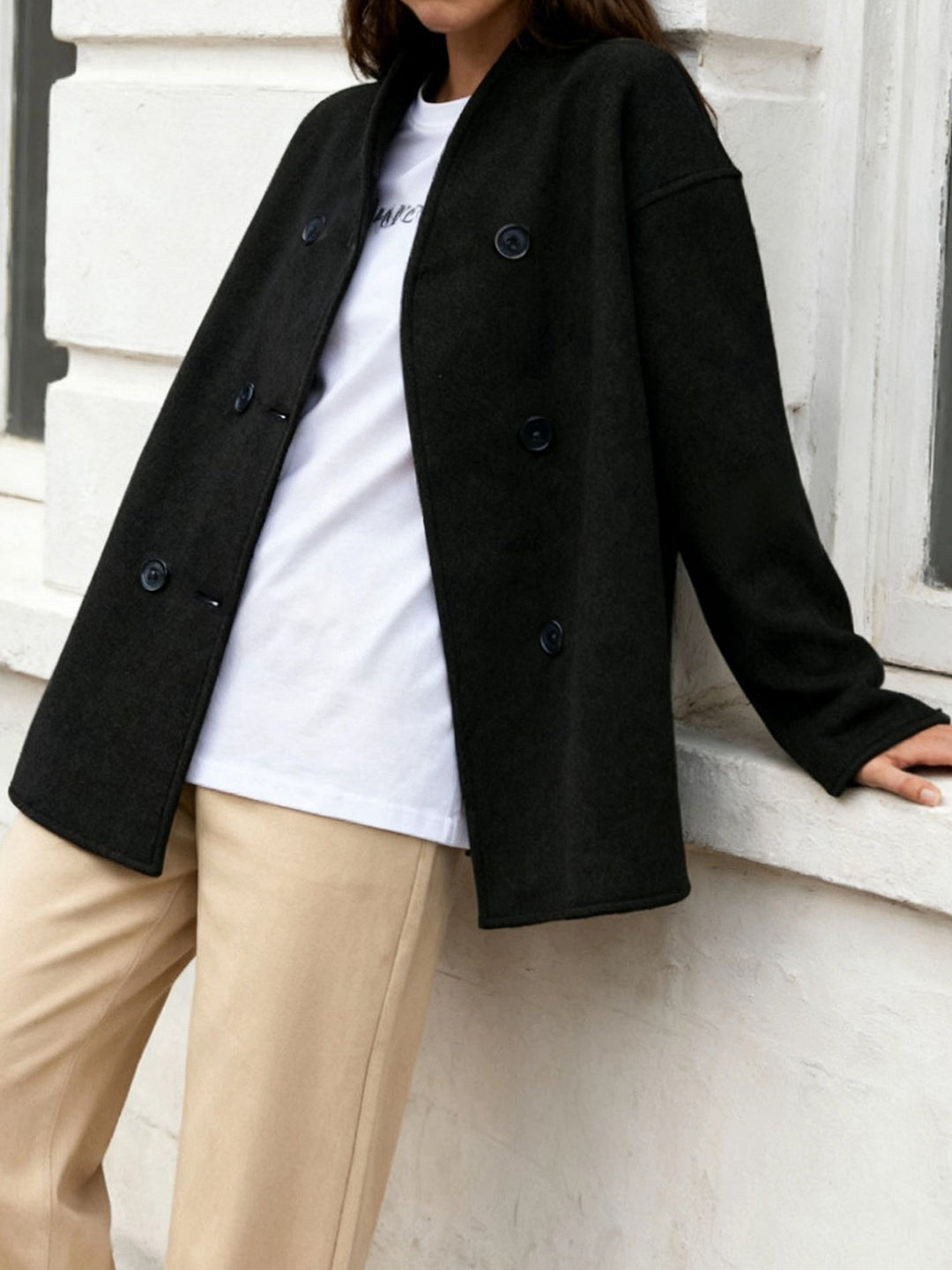 Molly cropped stand collar pea coat – image 6
