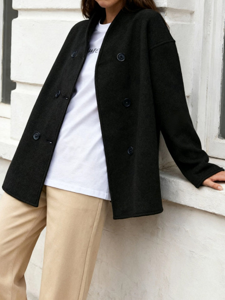 Molly cropped stand collar pea coat – image 6