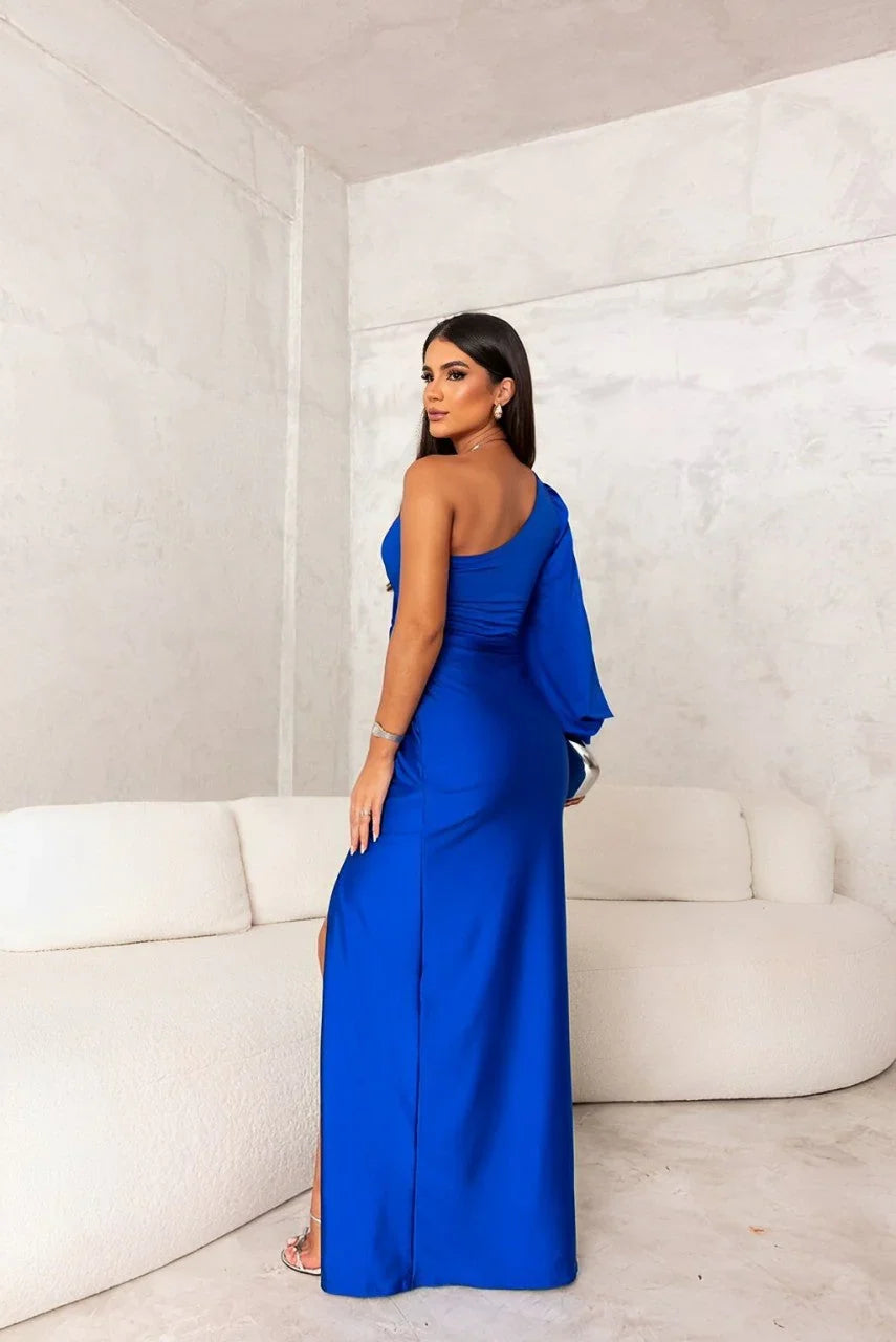 Hafwen one shoulder maxi dress with front slit – image 11