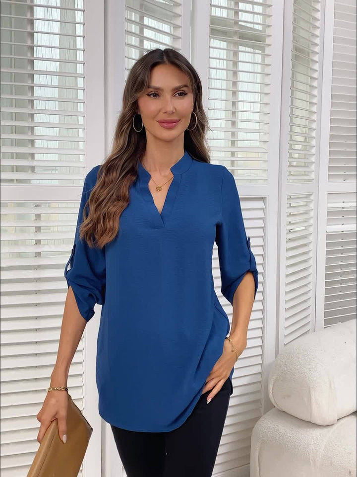 Grace V neck blouse with three quarter sleeves – image 10