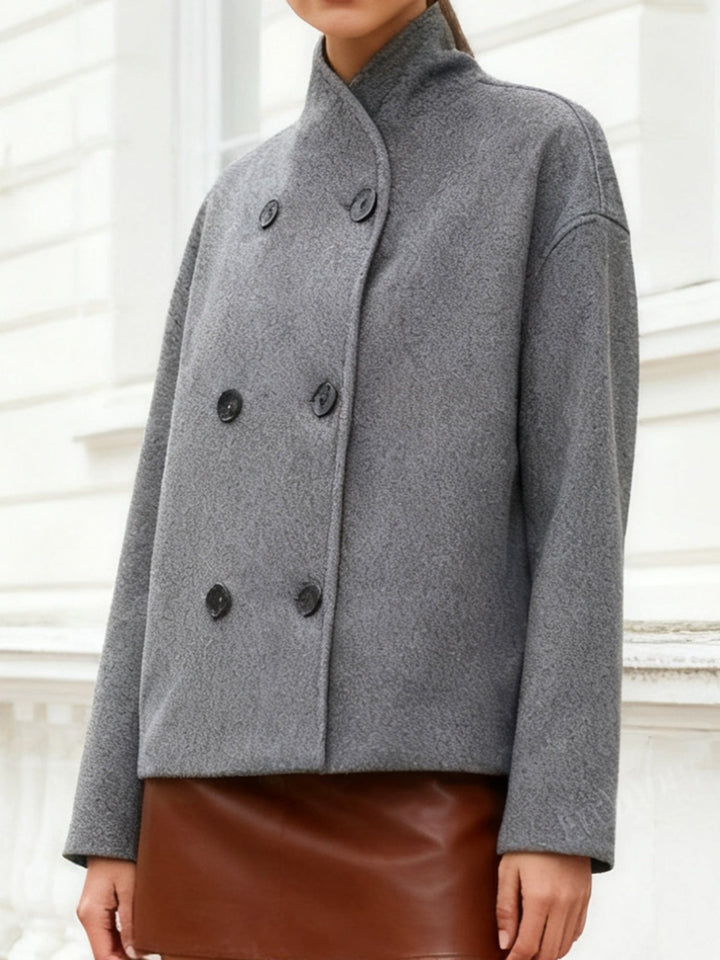 Molly cropped stand collar pea coat – image 7