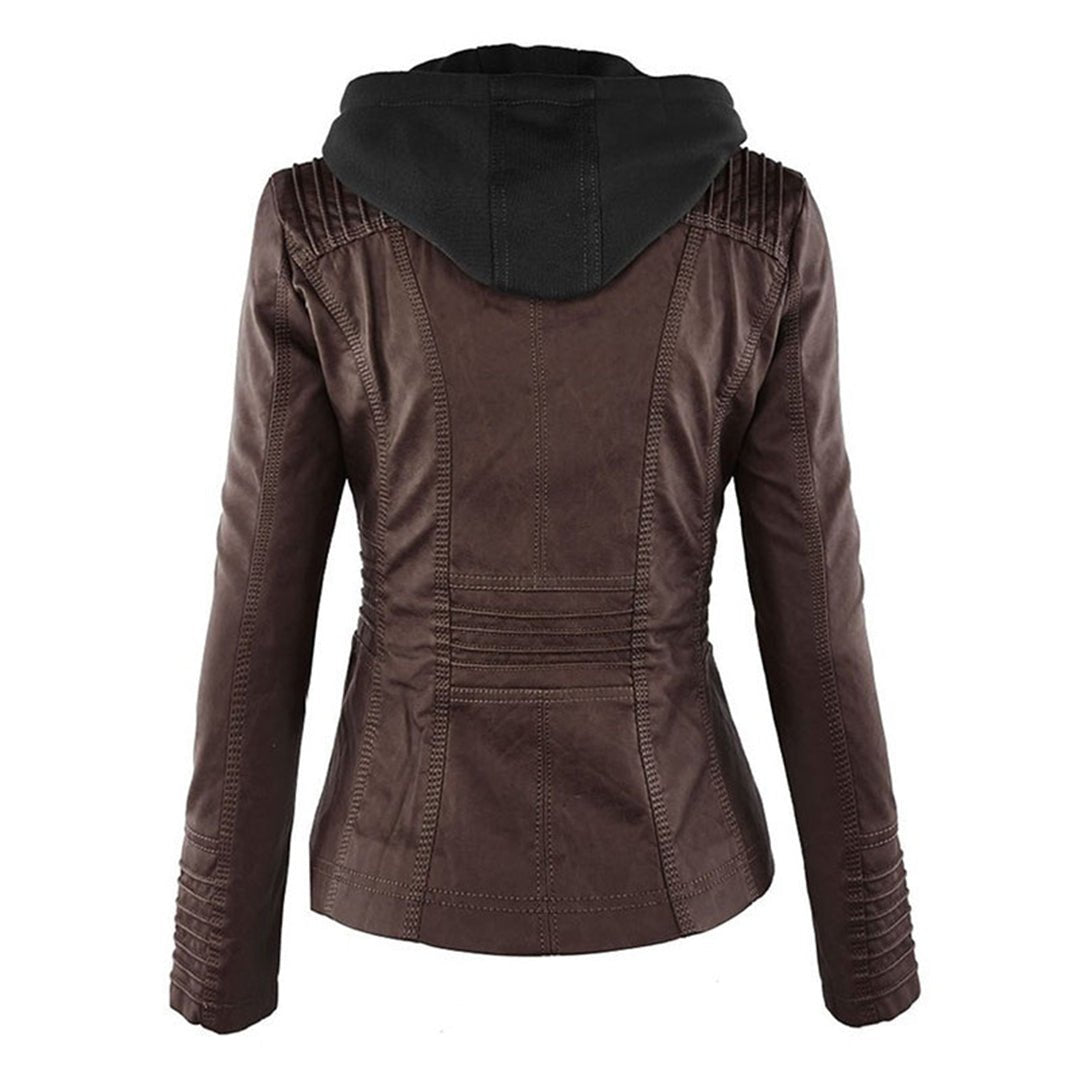 Benedikta hooded quilted faux leather moto jacket – image 14