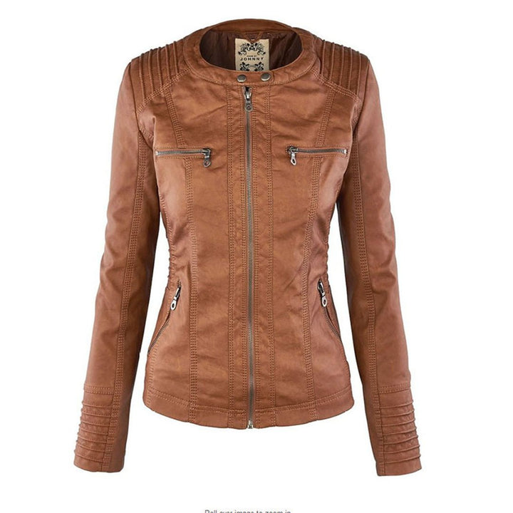 Benedikta hooded quilted faux leather moto jacket – image 8