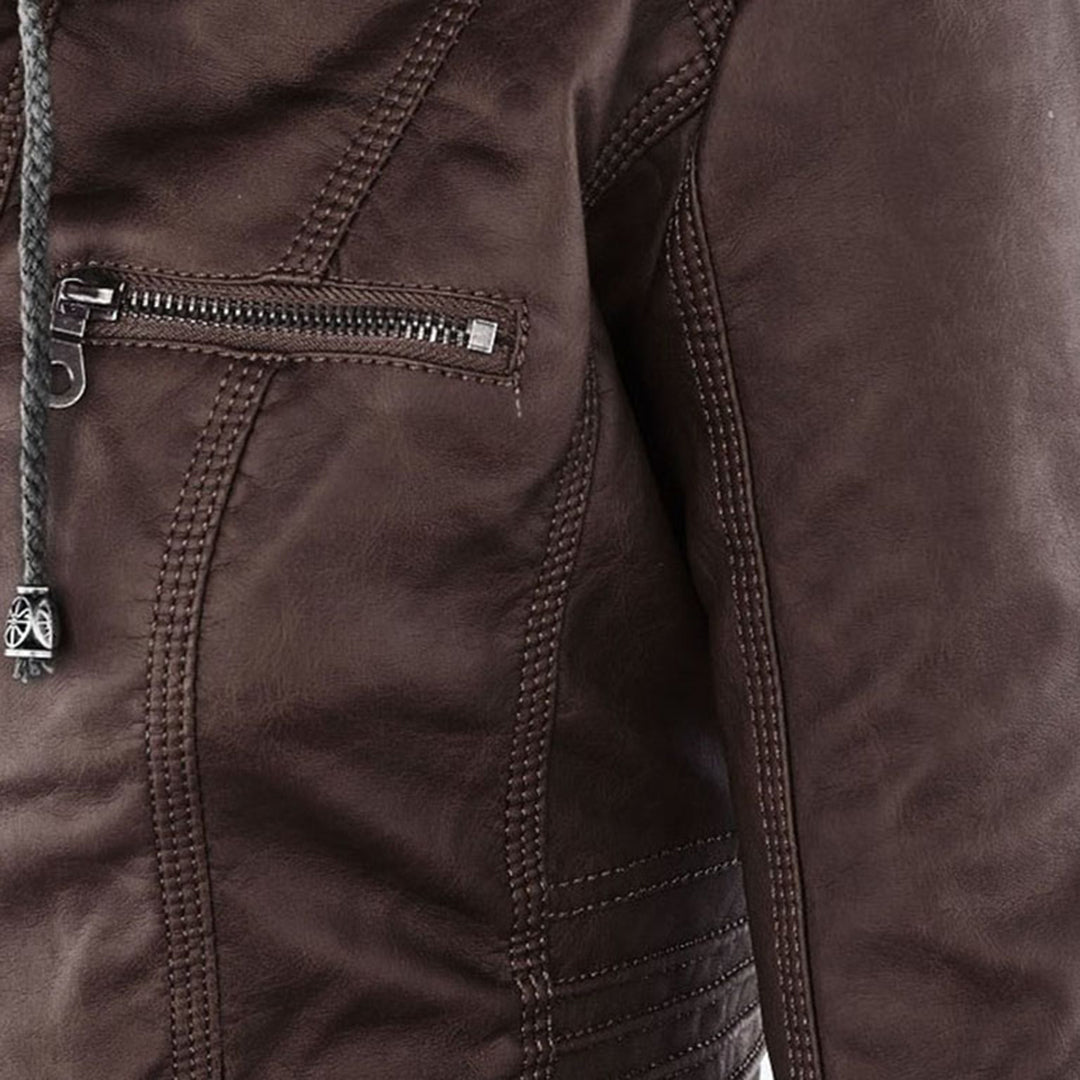 Benedikta hooded quilted faux leather moto jacket – image 22