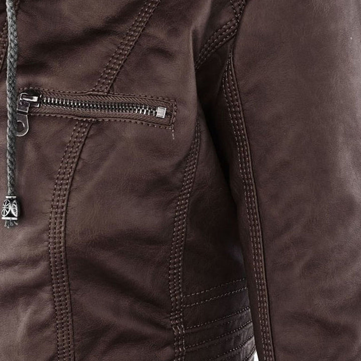Benedikta hooded quilted faux leather moto jacket – image 22