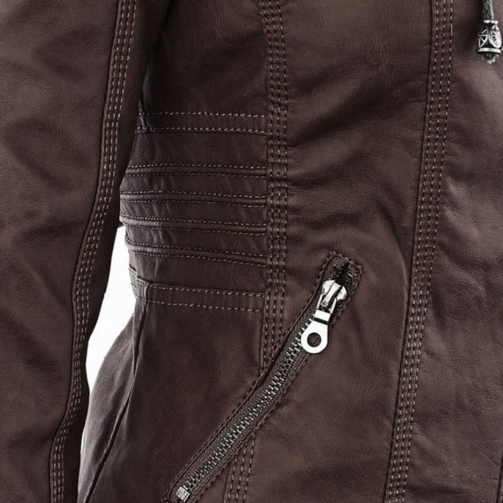 Benedikta hooded quilted faux leather moto jacket – image 21