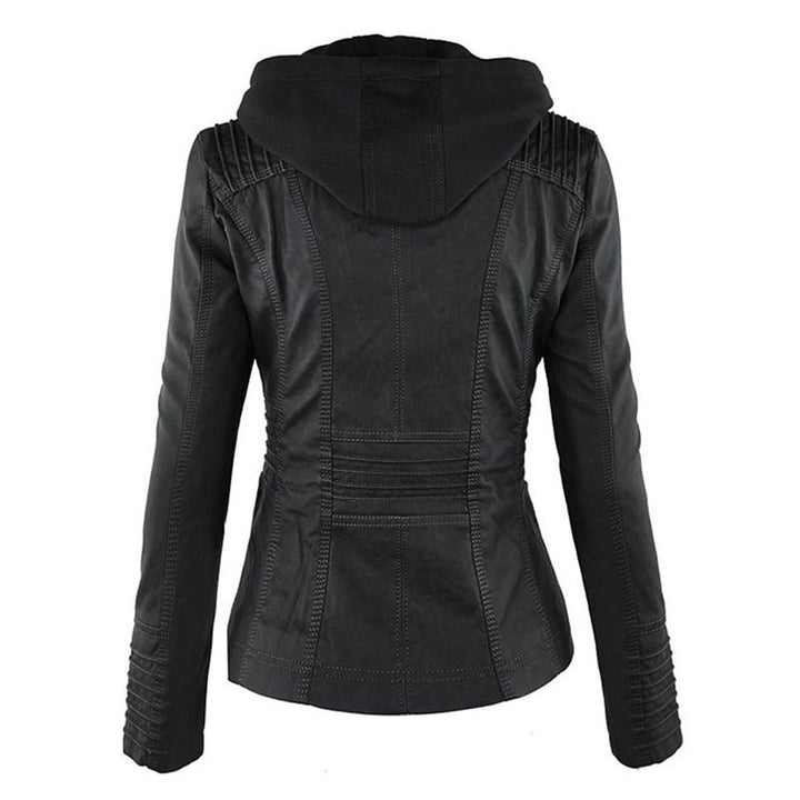 Benedikta hooded quilted faux leather moto jacket – image 12