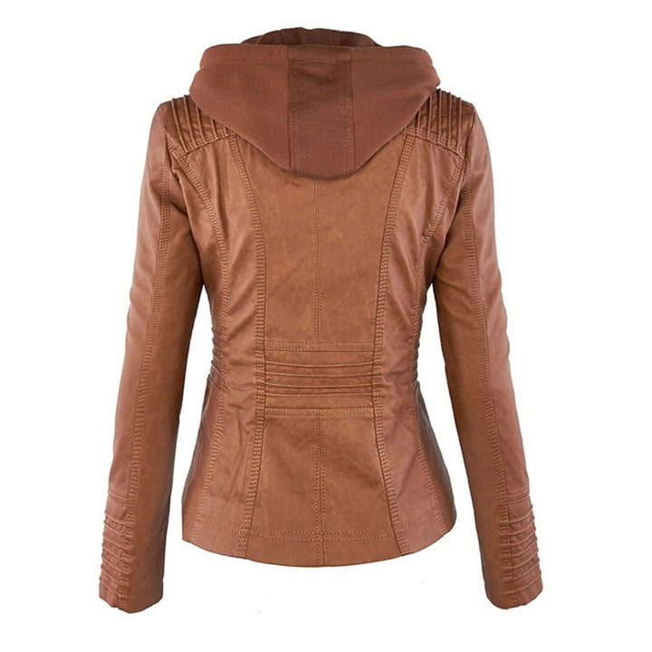 Benedikta hooded quilted faux leather moto jacket – image 9