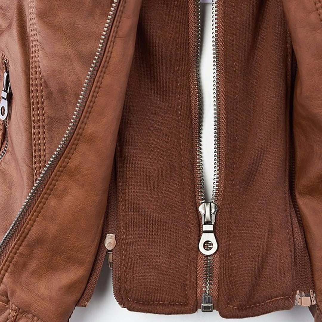 Benedikta hooded quilted faux leather moto jacket – image 17