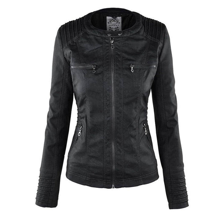 Benedikta hooded quilted faux leather moto jacket – image 11