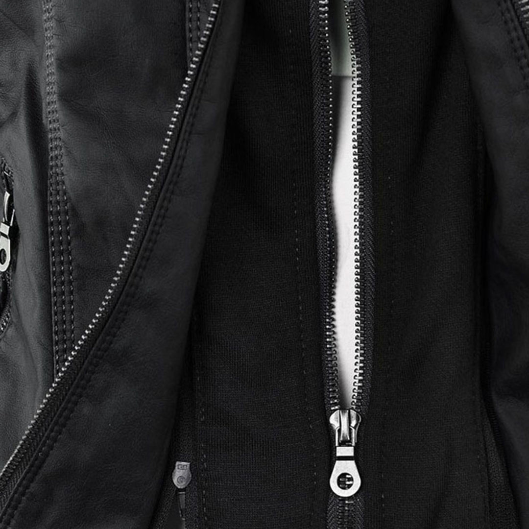 Benedikta hooded quilted faux leather moto jacket – image 18