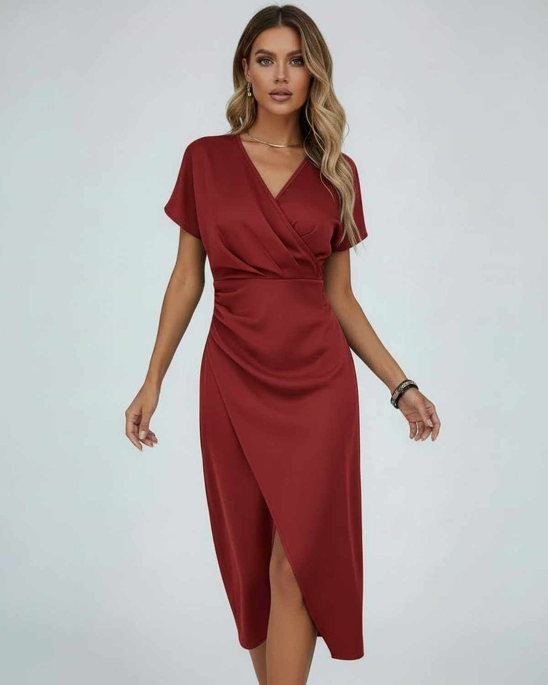 Georgia midi wrap dress with side slit – image 2