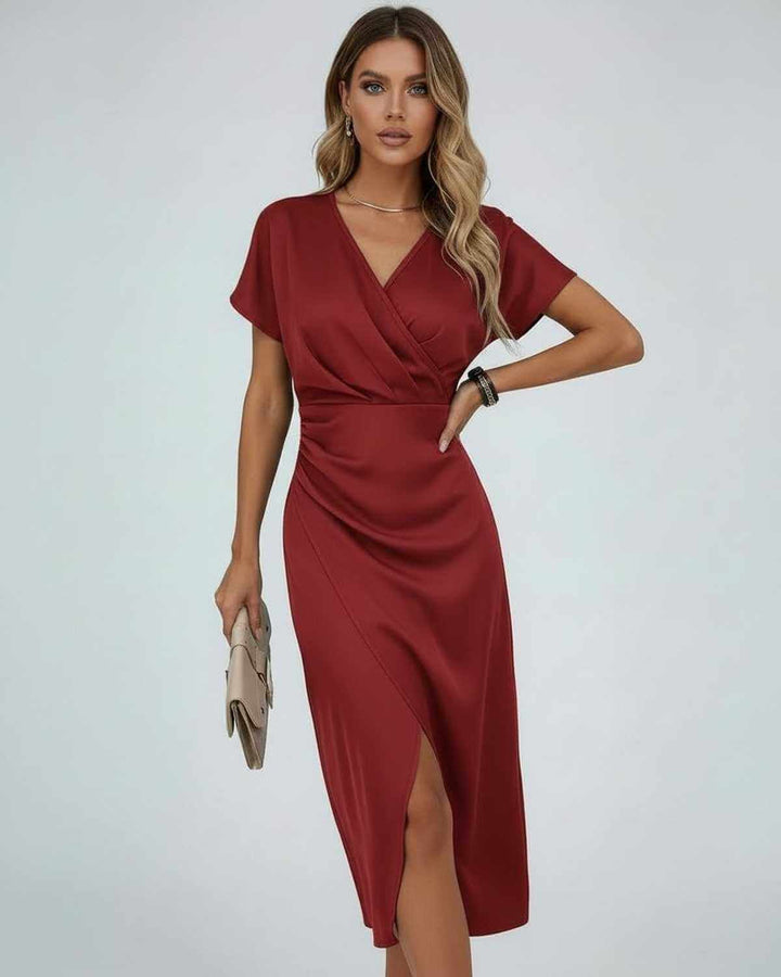 Georgia midi wrap dress with side slit