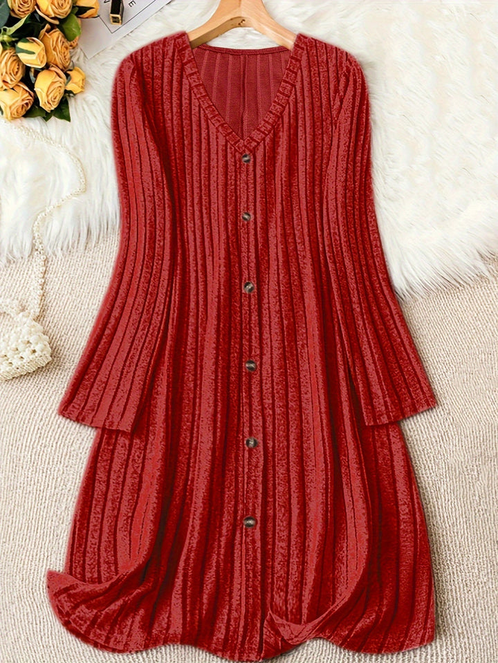 Celia ribbed knit button front sweater dress – image 10
