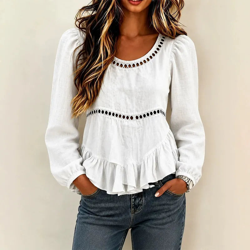Lavinia lace trim ruffle blouse – image 7