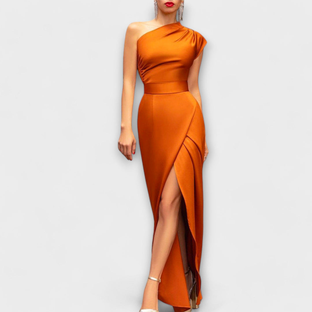 Ebrill asymmetric evening maxi dress