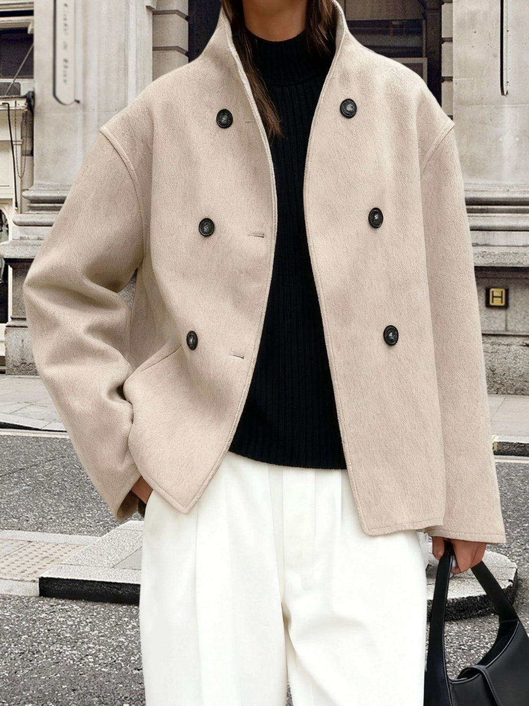 Molly cropped stand collar pea coat – image 8
