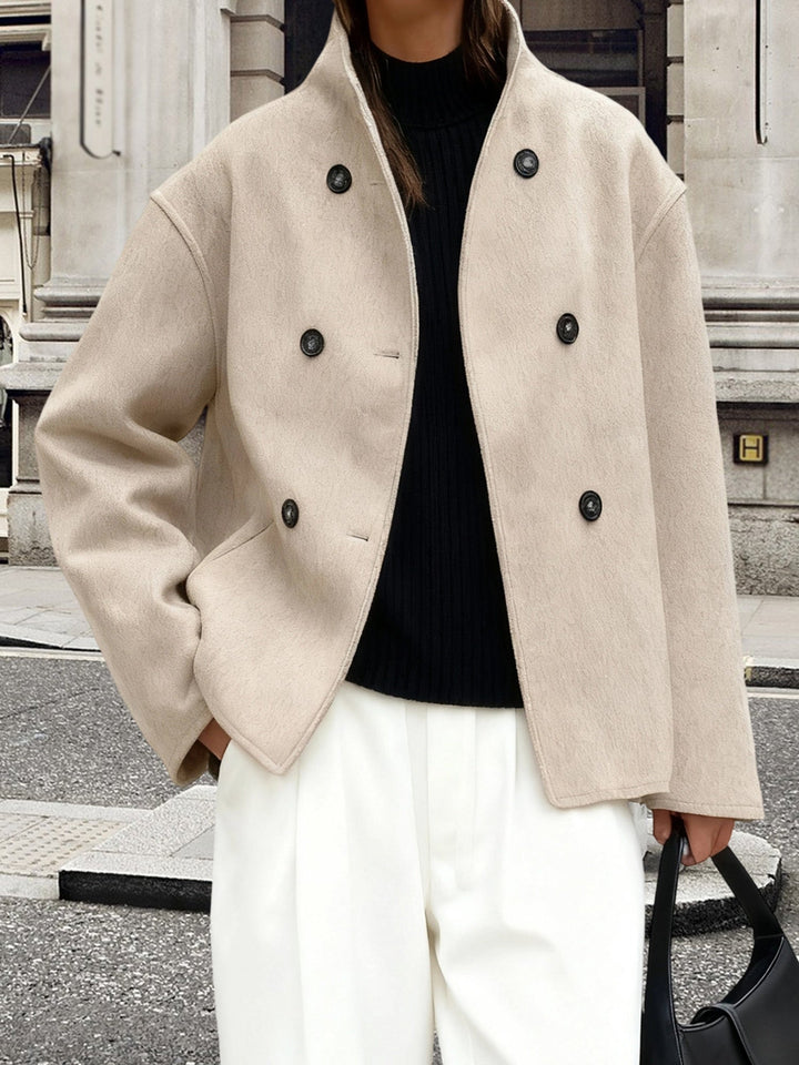 Molly cropped stand collar pea coat – image 8