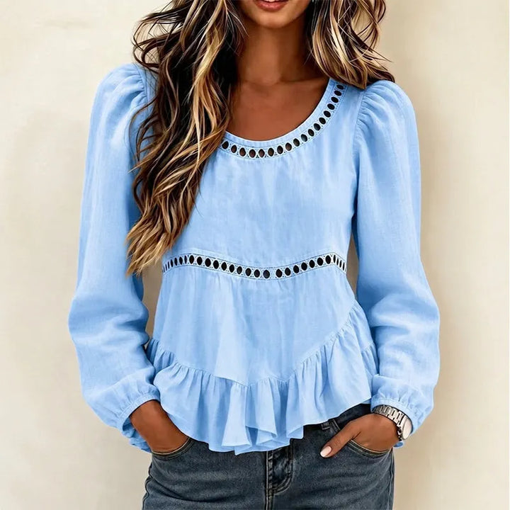 Lavinia lace trim ruffle blouse