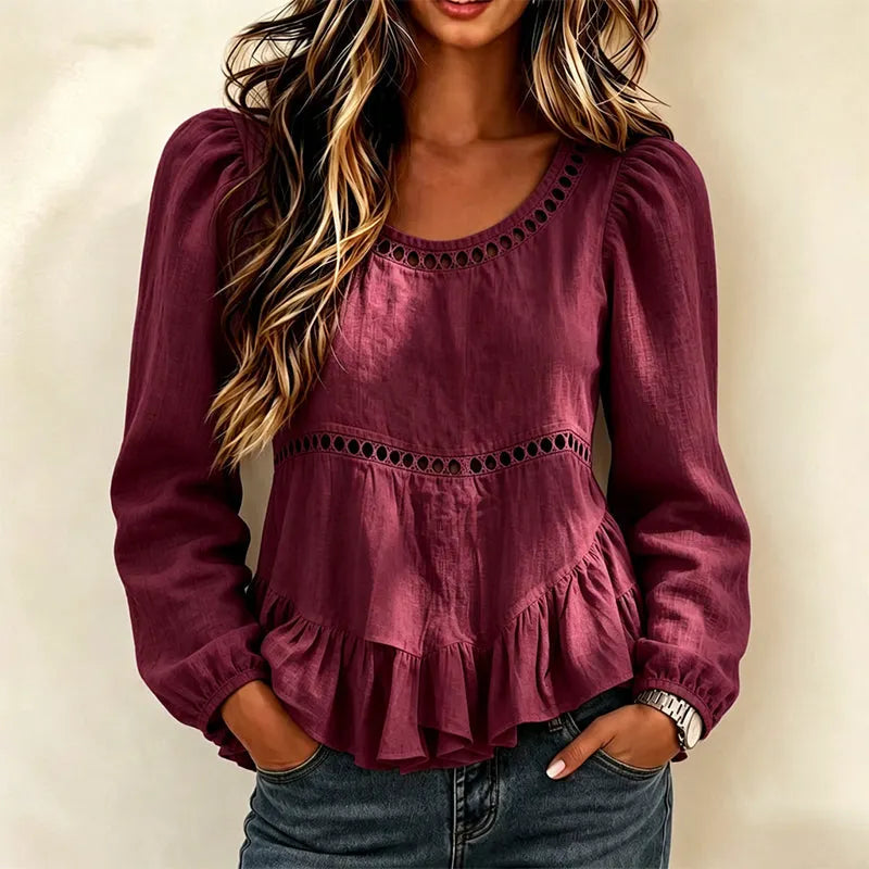 Lavinia lace trim ruffle blouse – image 8