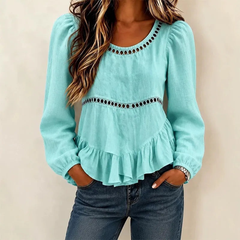 Lavinia lace trim ruffle blouse – image 6