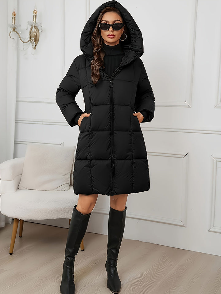 Morag long quilted winter coat with hood – image 9