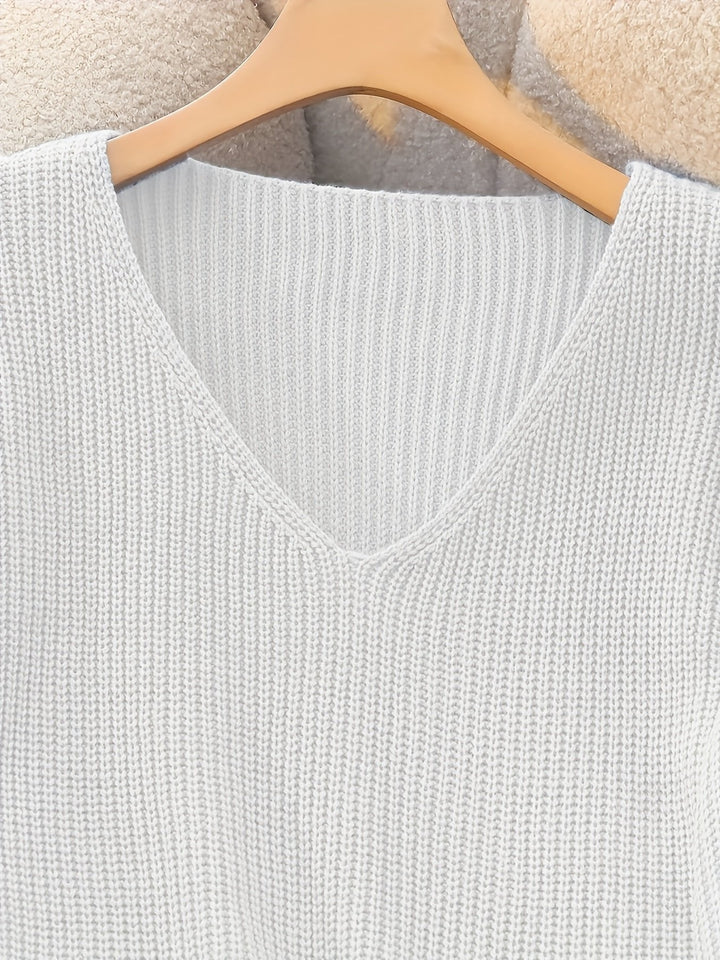 Jade ribbed v neck knitted jumper – image 10
