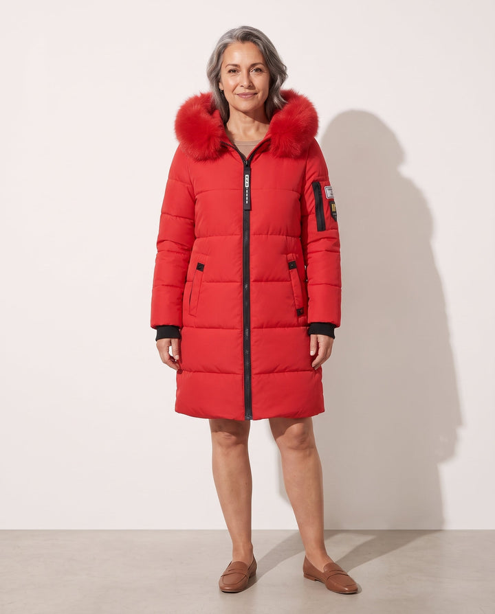 Isaura warm longline padded coat with hood