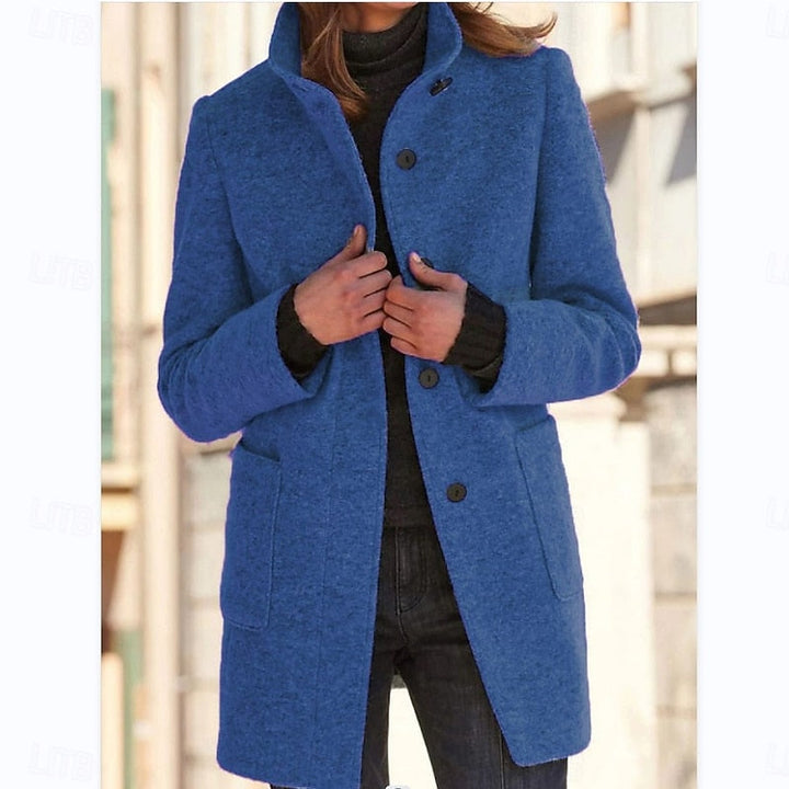 Greer stand collar long coat
