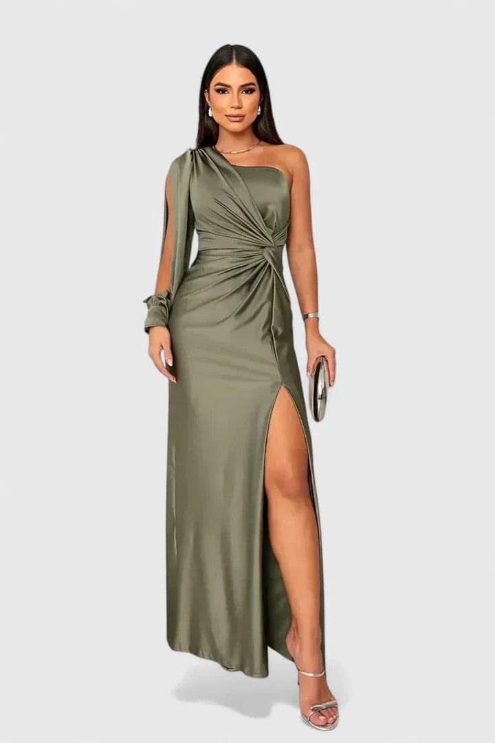 Gabriella one shoulder long sleeve maxi dress