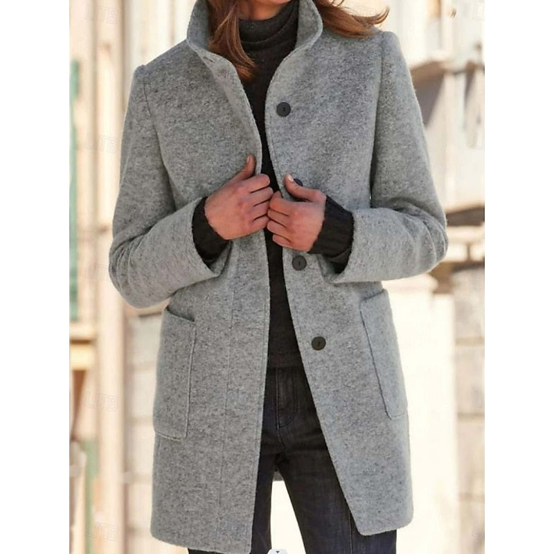 Greer stand collar long coat – image 5