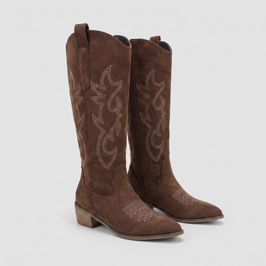 Clara Western Boots in dark brown