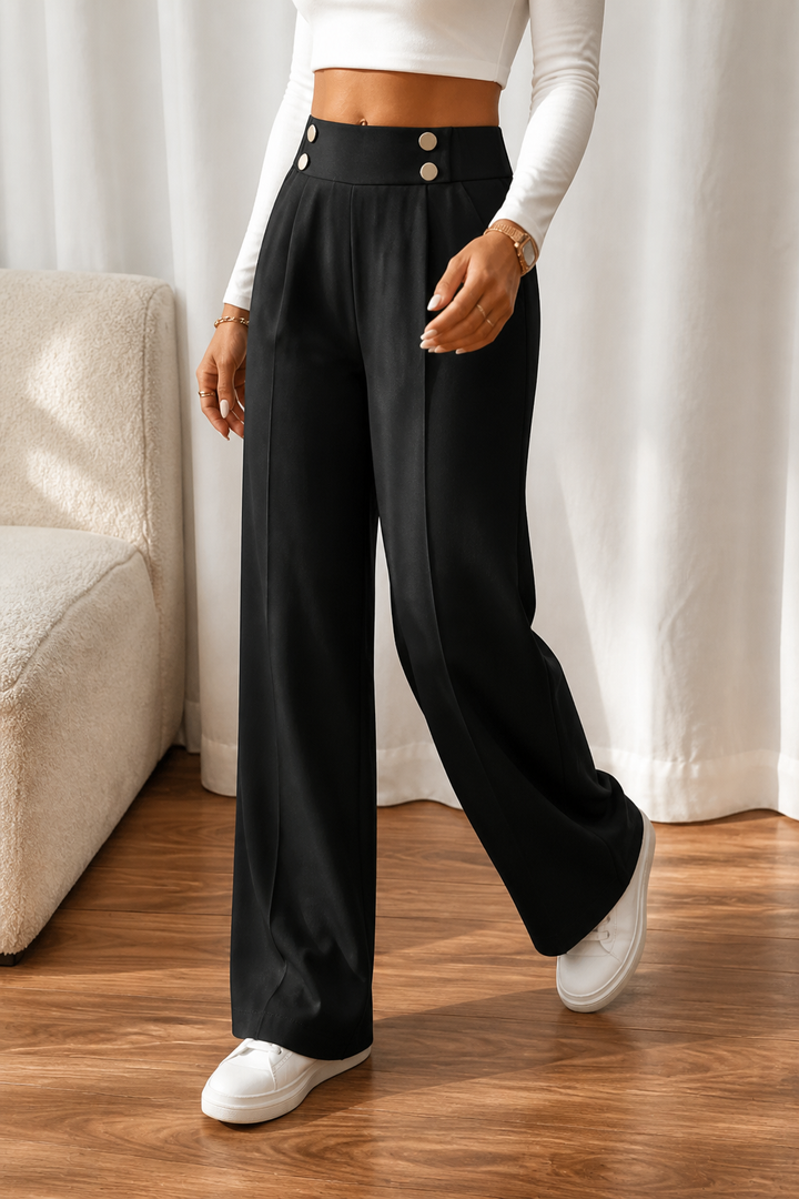 Siobhan button waist wide leg trousers – image 2