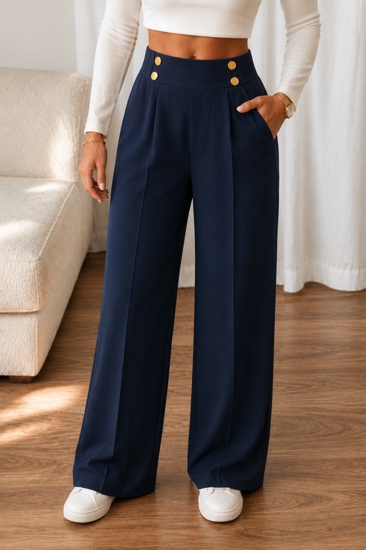 Siobhan button waist wide leg trousers – image 3