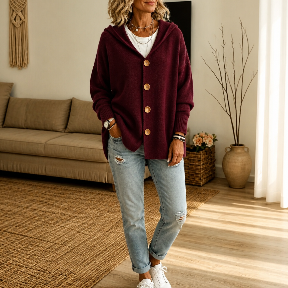 Nancy hooded waffle knit cardigan – image 10