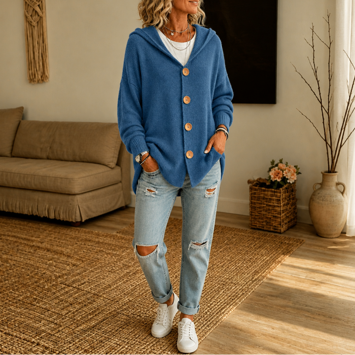 Nancy hooded waffle knit cardigan – image 3