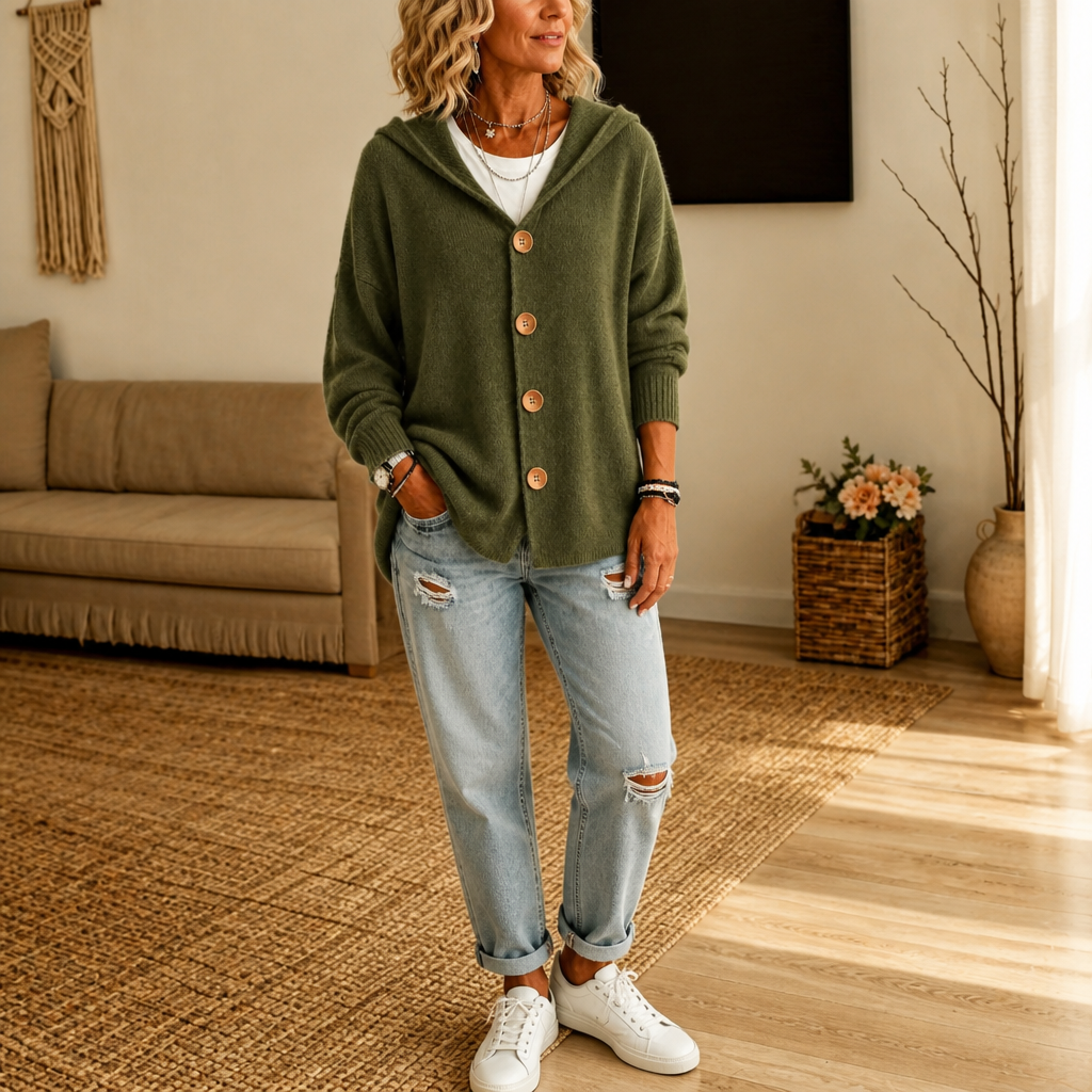 Nancy hooded waffle knit cardigan – image 4