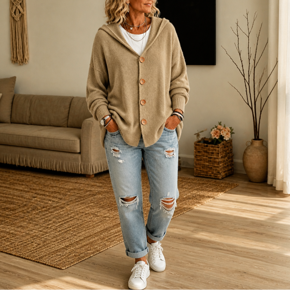 Nancy hooded waffle knit cardigan – image 5