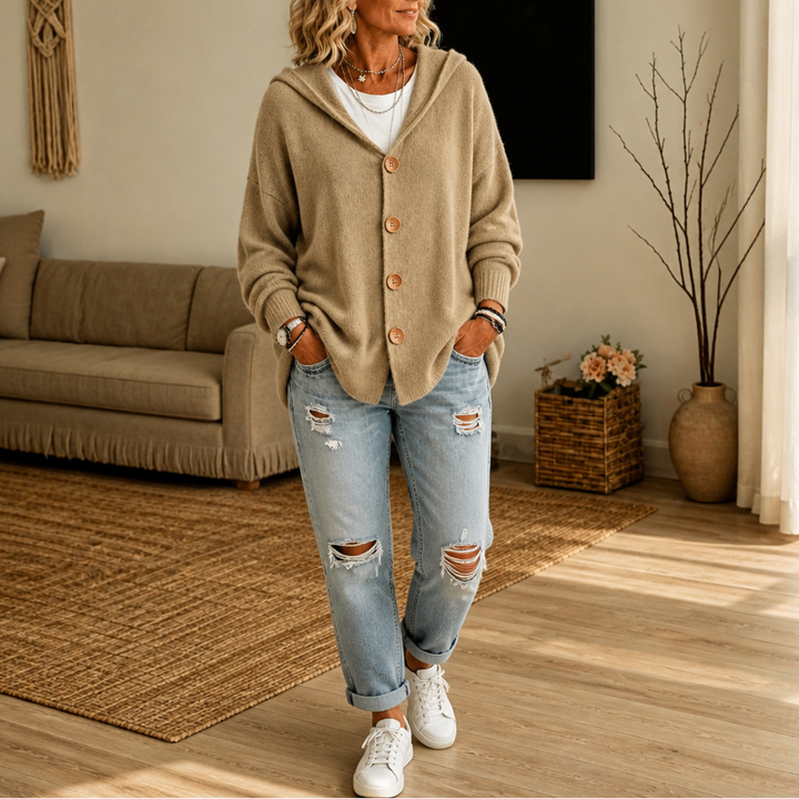 Nancy hooded waffle knit cardigan – image 5