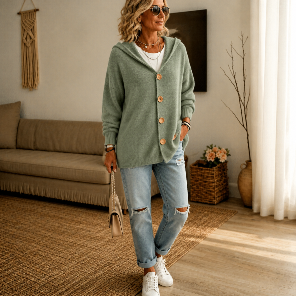 Nancy hooded waffle knit cardigan – image 6