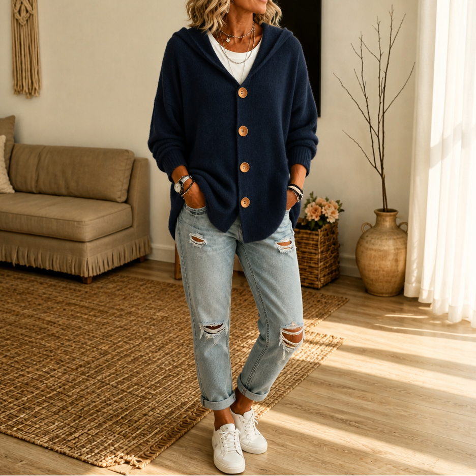 Nancy hooded waffle knit cardigan – image 7