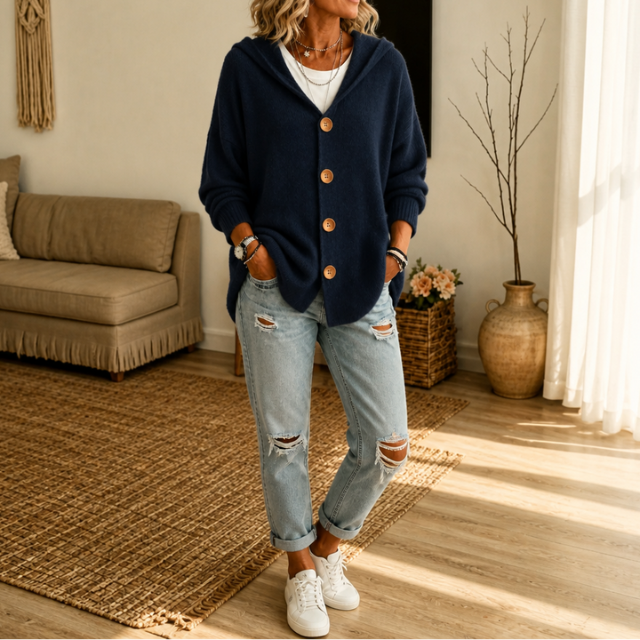 Nancy hooded waffle knit cardigan – image 7